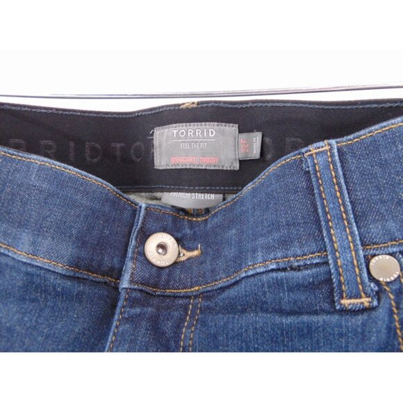 Torrid Bombshell Skinny Dark Blue Jeans 22T 22 Tall Stretch Denim Distressed - Picture 5 of 15
